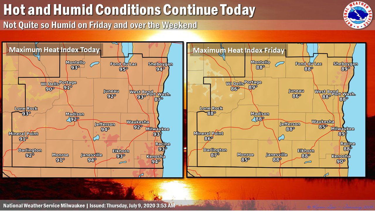 National Weather Service forecast graphic 7-9-20
